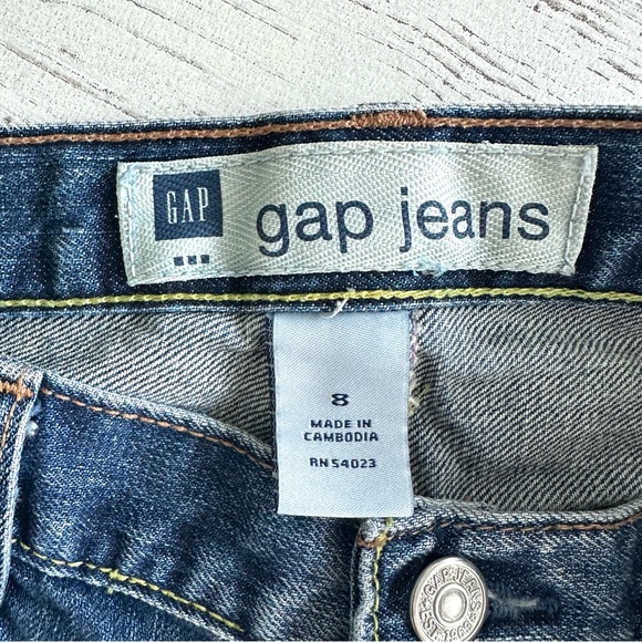 VINTAGE GAP Y2K Low Rise Denim Mini Shirt Blue 8 Boho - Picture 4 of 6